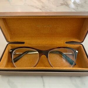 BVLGARI Authentic Havana Cateye Gradient Brown Glasses with CASE